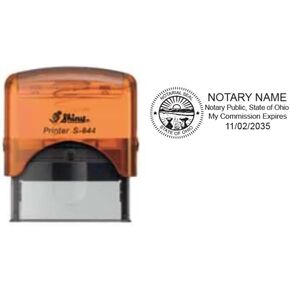 Shiny Orange Notary Stamp | Self Inking, Printer S-845, 2.3x1.0-Inch Prints | Ohio