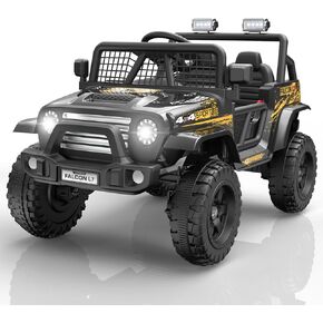 L7 Kids Ride On Car, 2WD Kids Electric Car w/LED Display, Remote Control, Spring Suspension, Bright Lights, Multimedia Functions, Including Wireless, Music, AUX, Ideal Xmas & Birthday Gifts