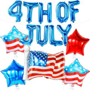 KatchOn, 4th of July Balloons - Pack of 12 | Red White and Blue Star balloons, 4th of July Decorations | Fourth of july Balloons for Independence Day Decorations