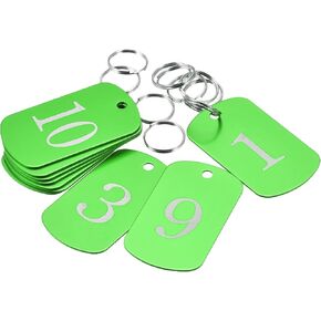 MECCANIXITY Metal Key Tag, 1-10 Number Tag, ID Tag with Ring 2x1.2inch Blue Rectangle Blank for Decoration, Pack of 10