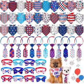 Sanwuta 108 Pcs Summer Bandanas Hawaii Bandanas for Dogs Colorful Bow Ties Pet Bowknot Triangle Pet Scarf Collar Bowtie for Spring Summer Holiday Birthday Grooming Costume Accessories