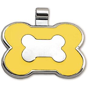LuckyPet Pet ID Tag - Bone Shaped Jewelry Tag - Beautiful Enamel on Front - Custom Engraved on Back Side - Easy to Read Laser Engraving - Size: Large, Color: Blue