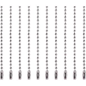 KONMAY 30pcs #3.0/2.4mm Beads Stainless Steel Ball Chain with Connectors, Adjustable Dog Tag Chain, 28'' Beaded Necklace Chain for Jewelry Making, DIY, Crafting