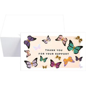 RXBC2011 Butterfly Appreciation Card Thank You For Your Support Cards for Wedding Party Business 2x3.5 inches Pack of 100