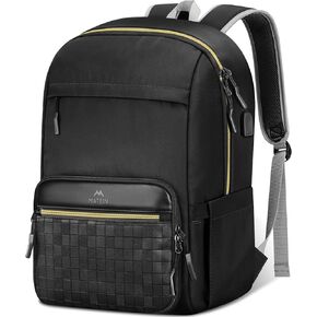 MATEIN Lunch backpack for Women, 15.6 Inch Work Laptop Backpack with Lunch Compartment & USB Port, Water Resistant College Computer Backpacks Meal Prep Lunchbox Bag for Nurse Office Commute, Black