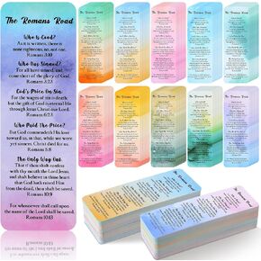 240 Pcs Romans Road to Salvation Bookmarks 6 x 2 Inches Roman's Road Cardstock Bookmarks Bulk Christian Religious Cards Watercolor Inspirational Scripture Gift for Church Pastor Men Women