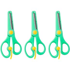 Safety Craft Scissors For Kids 3-Pack,Preschool Training Scissors,Ergonomic Handle Perfect for Paper Cutting-2.0(Green 3 Pack)