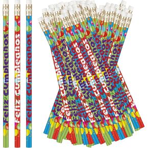 Tenceur 72 Pcs Feliz Cumpleaños Spanish Happy Birthday Pencils for Students Bulk Colorful Wooden Pencils for Teachers Classrooms Reward Kids Birthday Party Supplies Gifts, 3 Assorted Color