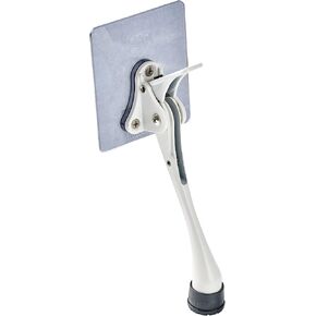 HOME&I Adhesive Kick Down Door Stopper,No Drilling Large Self Adhesive Plate,Height-Adjustable Rubber Foot (Black, 6 Inch x 1 Pack)