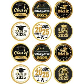 Graduation Stickers 60 PCS Class of 2025 Stickers Perforated Roll Sticker Graduation Envelope Seals Congrats Grad Labels Grad Party Supply