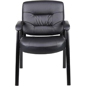 Executive Guest Chair Black Mid Back Leatherplus Upholstered Office Chair Cushioned Seat Armrests Durable Frame Reception Conference Room Waiting Area Home Office Stylish Comfortable Seating