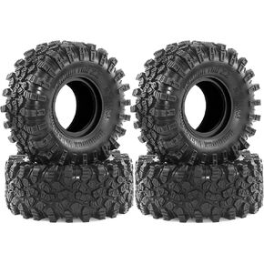 2.2 RC Crawler Tires OD 5.35'' 1:10 Soft Rubber All Terrain Tyres for 1/10 1/8 Rock Mud Crawler Car Traxxas TRX4 Axial SCX10 II RC4WD D90 TF2 Tamiya CC01 Gen8 2.2 inch Beadlock Wheels Rims