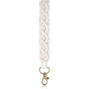 Boho Macrame Wristlet keychain wristband keyring لطيف القطن معصم الحبل الجمالي سوار حامل المفتاح للسيارة الشارات الرئيسية شارات المكتب نساء النساء