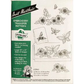 Aunt Martha's Hot Iron Transfers 3941 Sunflowers and Butterflies