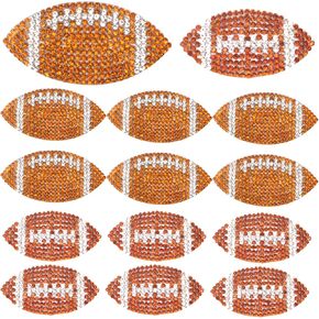 12pcs Crystal Rhinestones Rugby Football Iron on Heat Transfer Patch Glitter Sport Ball Hot Melt Adhesive Rhinestone Applique Decals for DIY Clothes Hat Backpack Bag Decoration, 2 Styles