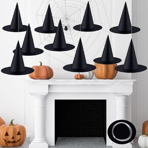 10 Pieces Halloween Decorations Witch Hat Hanging Witch Hat with 246 Feet Hanging Rope Accessory for Halloween Party Multi