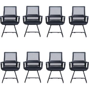 Naomi Home Mesh Office Waiting Seat, Guest Lobby Chair with Mesh Back and Sled Base - Black,Set of 4