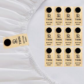 SheetSnaps Twin Bed Sheet Tags – 12-Pack Snap-On Salmon Color Labels – Easy Sheet Orientation & Linen Closet Sorting – Washable, Durable Twin Size Sheet Markers