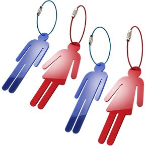 Men Women Unisex Acrylic Restroom Dressing Room Keychains Tags with Wire Rings for Office Bathroom Keys at Office/School/Restaurant/Store/Classroom 4 Pack