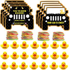 You've Been Ducked, Duck Tags, Duck Duck Tags, Duck Ducking Game Card, 20 Yellow Rubber Ducks, 20 Black Duck Tags, 20 Rubber Bands(3DJ51)