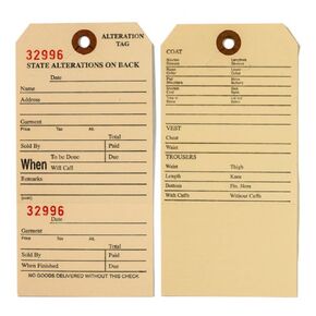 NAHANCO Button Slotted Alteration Tag, Unstrung, Two Part, Two-Sided - Manila, 500/Pack