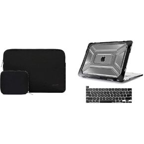 MOSISO Heavy Duty Plastic Hard Shell Case with TPU Bumper & Water Repellent Neoprene Sleeve Bag Compatible with MacBook Pro 16 inch A2141 2019 Release with Touch Bar & Touch ID, Black