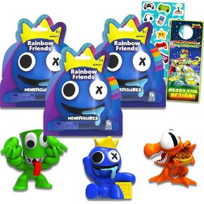 Roblox Rainbow Friends Mystery Blind Bags Toys Set - 3 Pack Rainbow Friends Surprise Bags Bundle with Horror Themed Rainbow Friends Mini Figures Plus Stickers | Rainbow Friends Party Favors, Supplies