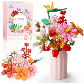 Sawaruita Flowers Bouquet Botanical Building Blocks for Adult -Botanical Collection Wildflower Bouquet with Vase -Plants Block Toy for Home&Office Decor,Gift for Valentine's Day,Mother's Day,Birthday