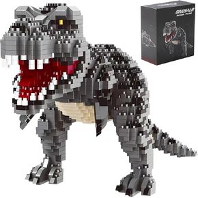 Dinosaur Tyrannosaurus Rex Building Blocks Velociraptor Model Decor Micro Mini Blocks Toy Birthday for Age 6+ Children Adults Teens 1457 Pieces