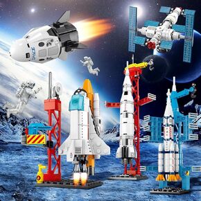 1000+ Pcs Space Exploration Shuttle Toy – STEM Building Block Set with Rocket Ship, Shuttle, Satellite – Educational Aerospace Kit for Kids Age 5 6 7 8 9 10 11 12 Gift for Boys & Kids