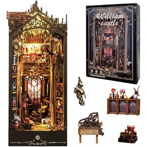 Book Nook Kit Pirate Ship Aden, DIY Miniature Book Nook Kits for Adults, 3D Wooden Puzzle Bookshelf Insert Decor with Sensor LED Lights, for Men Teens Family