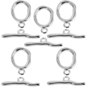 NUOBESTY 5pcs Silver T-bar Buckles Connecting Toggle Clasps for Necklace Bracelet Jewelry Making DIY Supplies