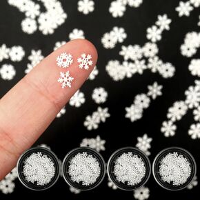 400Pcs Mini Metal Snowflake for Craft 0.2 Inch Tiny Winter White Snowflake Ornament Little Christmas Scatter Confetti Embellishment for Wonderland Frozen Party DIY Decor