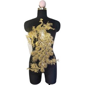 Lace Applique,DIY Patch Clothing Accessories Peacock Sequins Embroidery Sewn Sequins Glitter Needlework Accessories Mesh Sequin Fabric DIY Applique for Clothes Dress