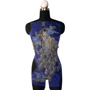 Lace Applique,DIY Patch Clothing Accessories Peacock Sequins Embroidery Sewn Sequins Glitter Needlework Accessories Mesh Sequin Fabric DIY Applique for Clothes Dress