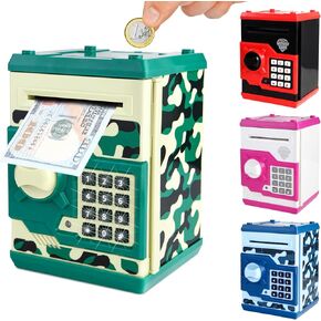 Pup Go Electronic Piggy Bank for Kids, ATM Money Safe with Password Auto Cash Scroll, Kids Savings Banks Coin Bank Kid Safe Box, Idea Birthday for Old Boys Girls 3-12 Years Old (Pink)