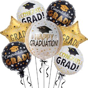 Congrats Grad Balloons - 22 Inch Graduation Balloons for Black and Gold Graduation Decorations - 4d Grad Mylar Balloon for Graduations Balloon Class of 2025 - Graduations Decorations Class of 2025