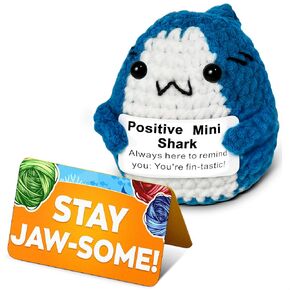 Positive Plush Shark – Cute Emotional Support Shark Gifts for Partner, Family, Friends & Colleagues, Long Distance Relationship Gifts – Soft & Pleasant Material for Cheer Up and Stress Relief
