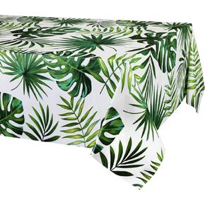 PHOGARY 3PCS Hawaii Palm Leaves Tablecloths for Hawaiian Party Decoration, Luau Disposable Table Cloths (Plastic, 54x108in) Aloha Tropical Table Covers for Safari Jungle Baby Shower Birthday Party