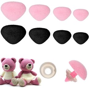 32 PCS Safety Noses for Amigurumi, Plush Plastic Safety Noses for Crochet Animals Flocking Toy Nose Pink Black Toy Nose Doll Crochet Nosesfor Craft Doll Puppet Plush Toys Bear Accessories