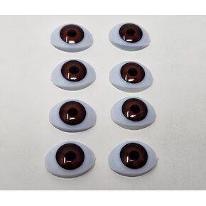 Pair of Zim's 8mm Iris Oval Realistic Plastic Human Dolly Eyes for Craft Dolls, Toys or Puppets (Pack of 4) (Blue)