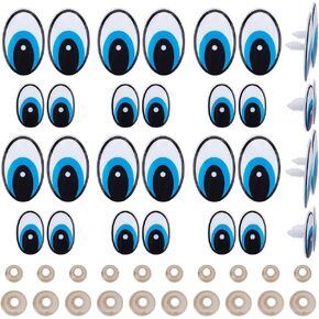 GOMAKERER 80 Sets 2 Sizes Plastic Safety Eyes, Blue Craft Eyes Felt Eyes Doll Safety Eyes with Washers for Amigurumi Puppet Bear Crochet Plush Animal Making
