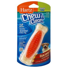Hartz Chew 'n Clean Tuff Bone Bacon Scented Dental Dog Chew Toy - Small