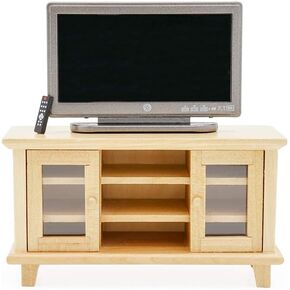 Odoria 1/12 Miniature TV Stand with Television and Remote Dollhouse Furniture Accessories, White