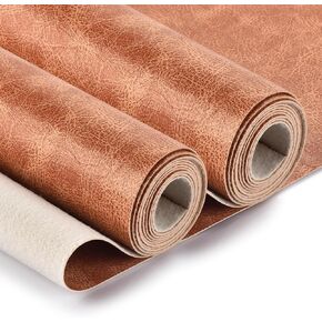 Faux Leather Fabric, Soft Synthetic PU Fabric Material, Thick Durable Synthetic Repholstery Leather Vinyl, Soft Touch Distressed DIY Crafts, Upholstery - Individual 1 Yards Cut 36" x 54"- Dark Brown