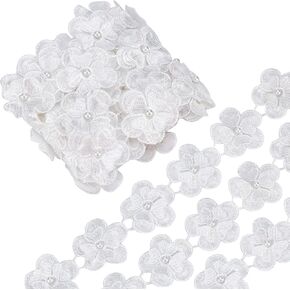 GORGECRAFT 4 Yard 3D Flower Lace Edge Trim Ribbon Pearl Beads Edging Trimmings Embroidered Applique Fabric Vintage Sewing Craft for Wedding Dress Embellishment DIY Dress Decor(Black)