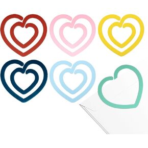 Cute Heart Paper Clips, Jumbo Acrylic Bookmark Clips in 6 Colors, Large Decorative Stationery for School, Office, DIY Crafts, 3.9x3.6 in