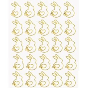 20PCS Bunny Paper Clips Metal Animal Bookmarks Rabbit Shape Paperclip with Clear Box for Home Office Supplies Gold