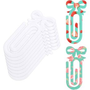 10pcs Sublimation Paper Clips, 3.94x1.81in Acrylic Sublimation Blank Paper Clips with Bow Personalized Jumbo Paperclip for School Office Stationery Craft Supplies