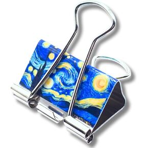 Starry, Starry Night Van Gogh Inspired Binder Clips, Medium Size, Set of 6